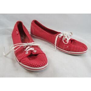 Vans Red White Polka Dot Canvas Lace Up Sneakers Shoes Womens US Size 9.5